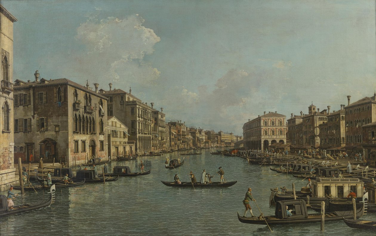 The Canal Grande with a View Southeast toward the Rialto Bridge by Canaletto