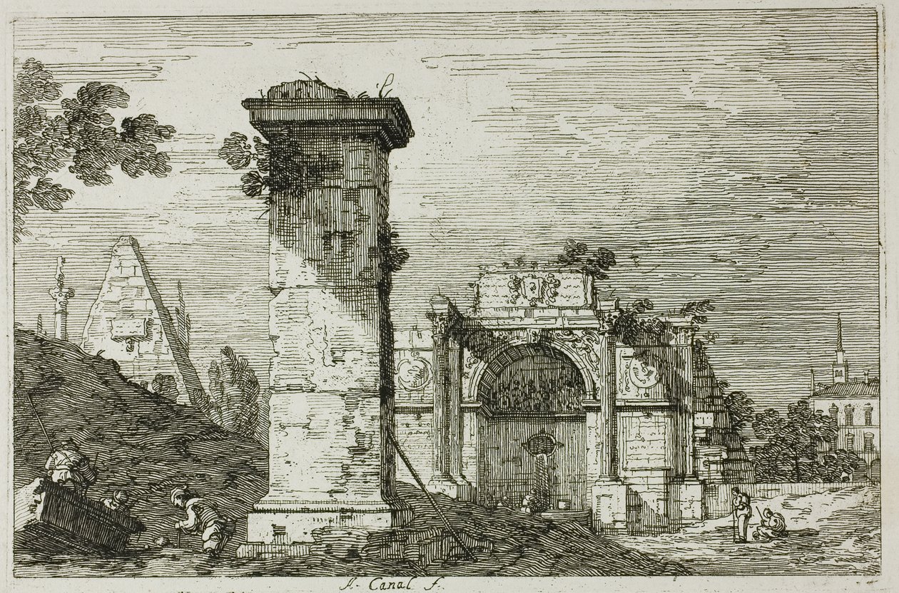 Landscape with Ruined Monuments, from Vedute by Canaletto