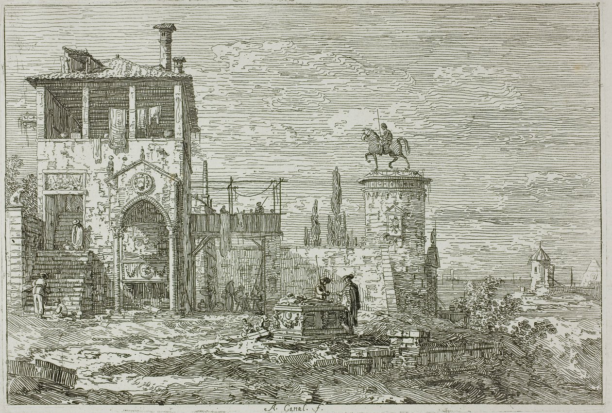 The Equestrian Monument, from Vedute by Canaletto