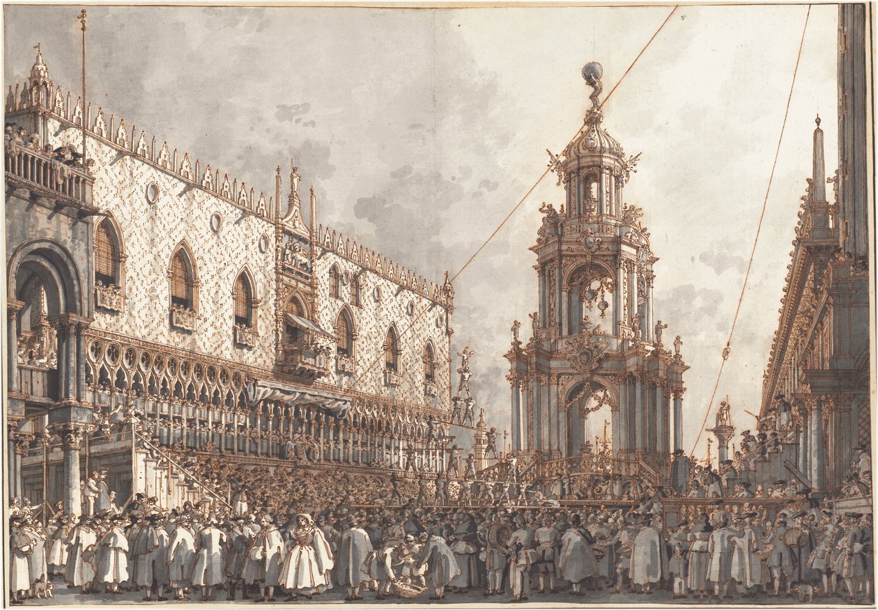 The "Giovedì Grasso" Festival before the Ducal Palace in Venice by Canaletto