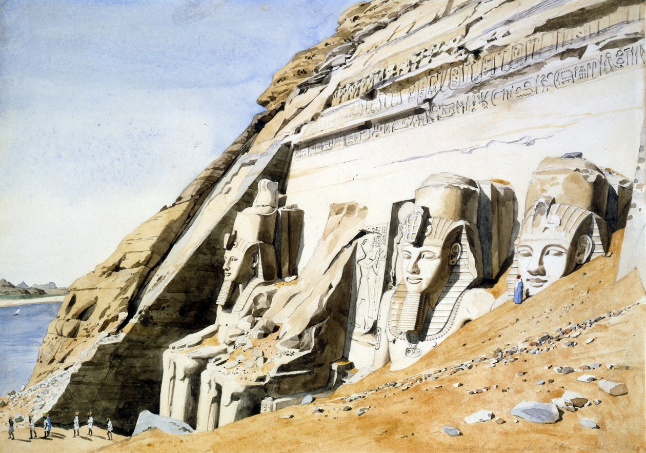 Front of the Great Temple in Abu Simbel, Giant Sandstone Statues of Ramses II. By Canon G Frederick Weston by Canon G. F. Weston