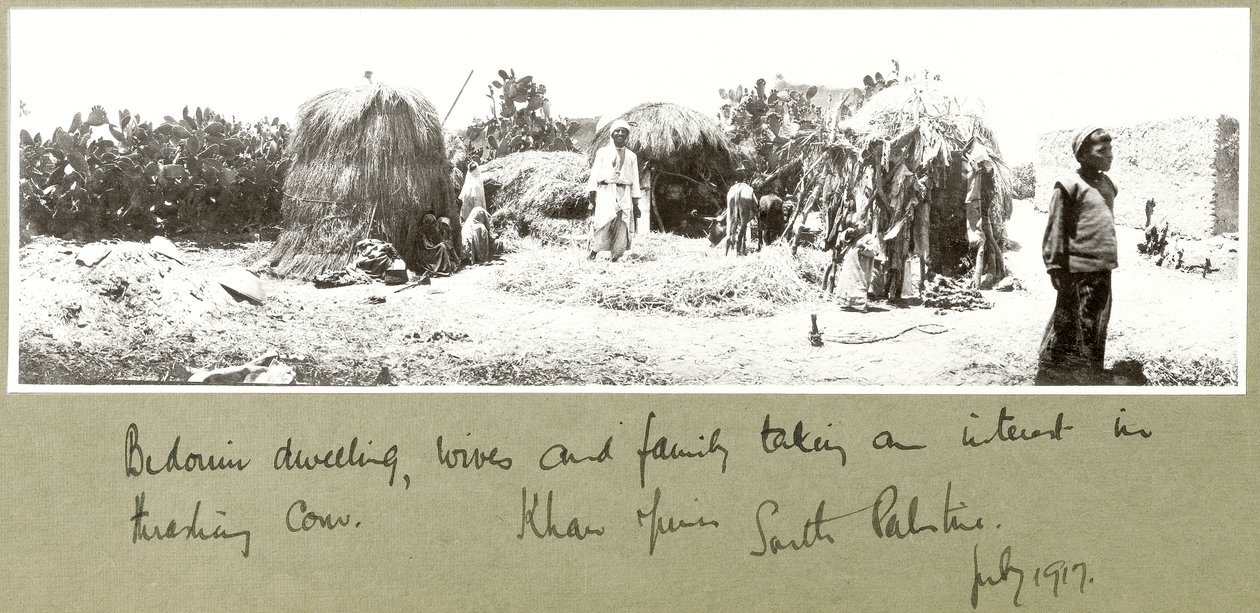 Bedouin family and dwelling, Khan Yunis, July 1917 by Capt. Arthur Rhodes