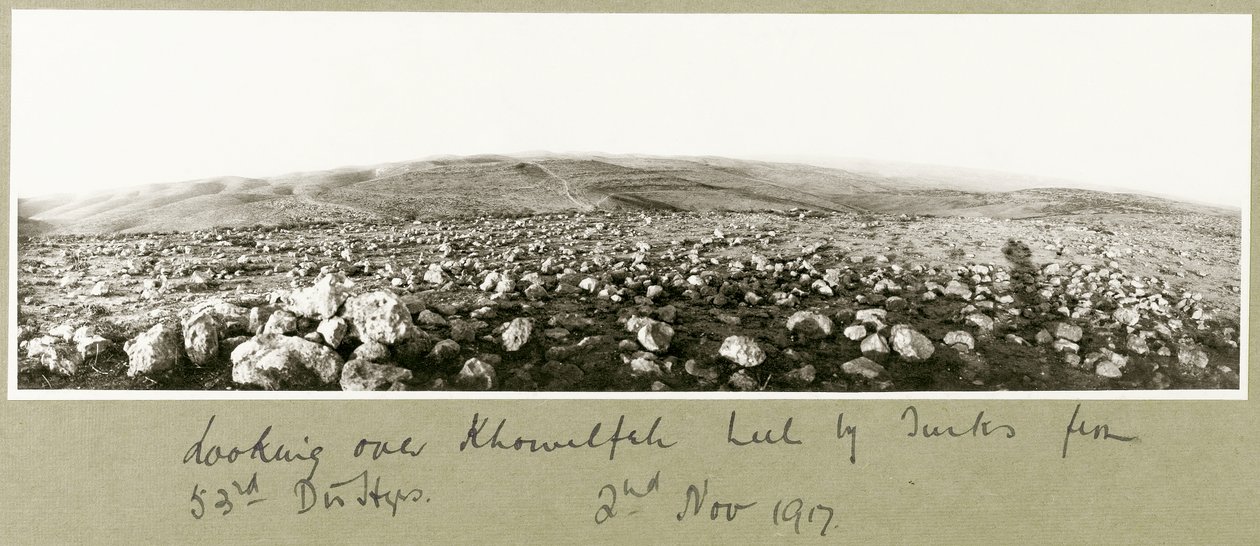 Looking over Khuwelfeh held by Turks, 2nd November 1917 by Capt. Arthur Rhodes