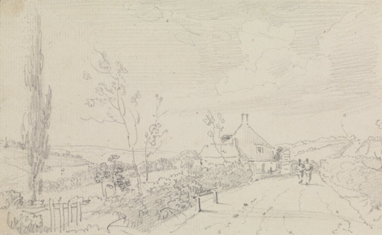 Sketch of a Country Road and Cottage by Capt. Thomas Hastings