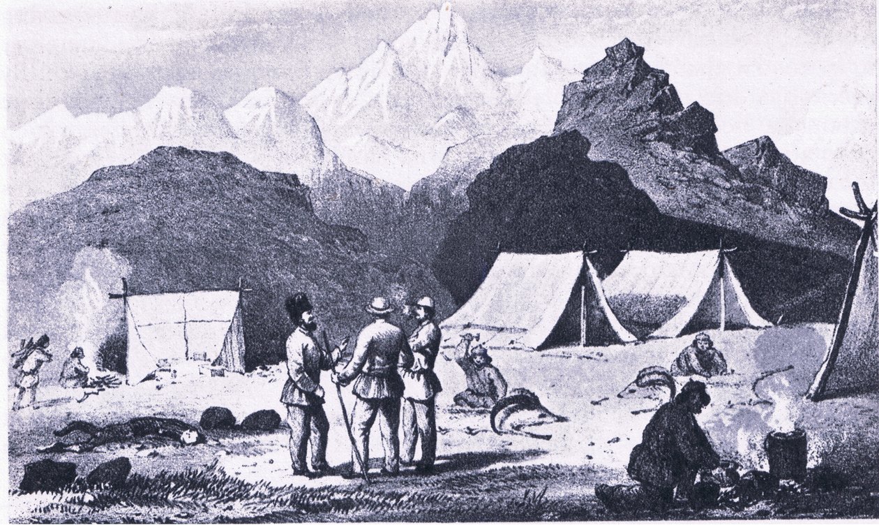 Camp in the Himalayas, from British Adventure published by Collins by Captain E. P. Campbell