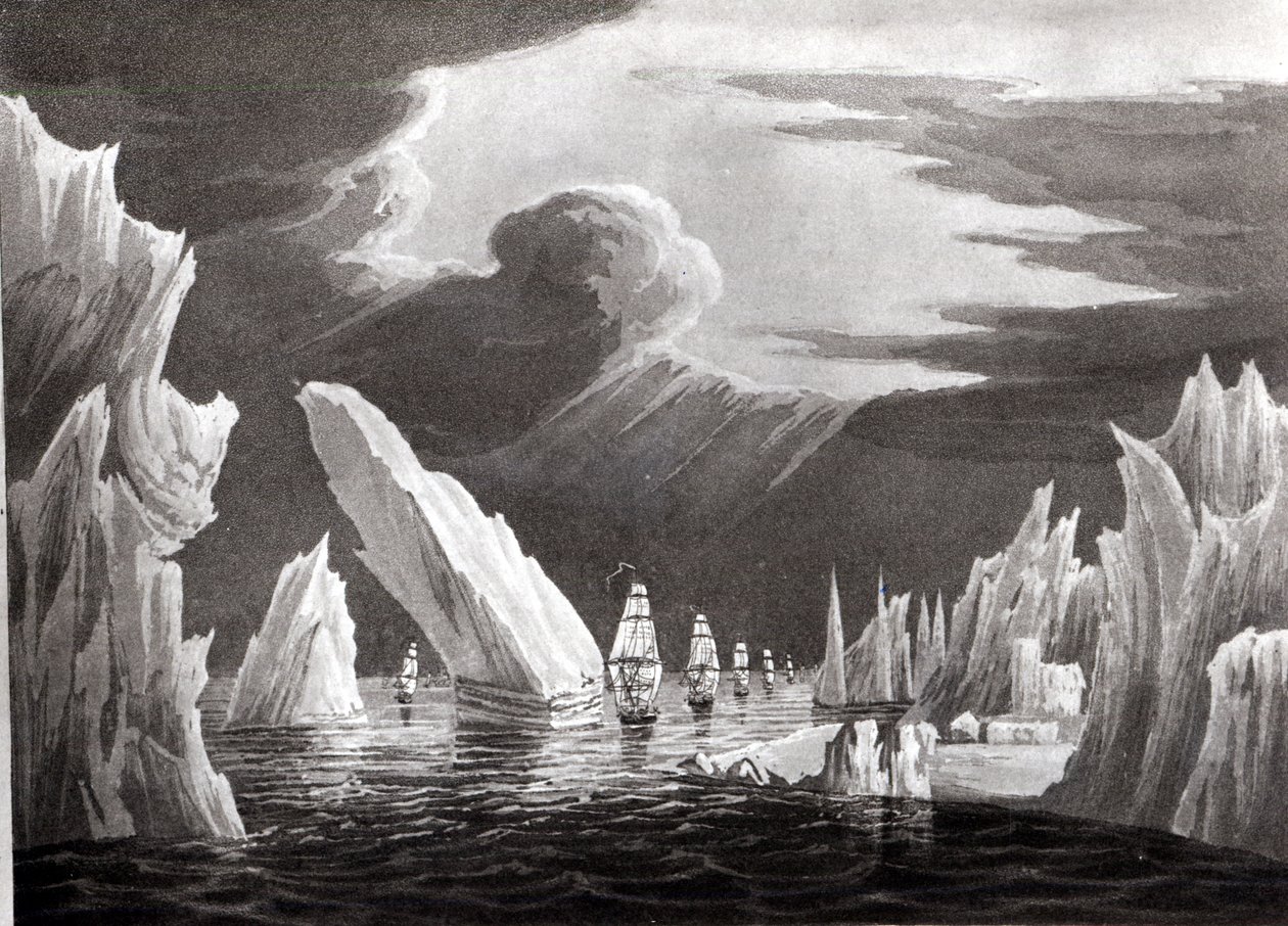 Passage through the Ice, 16th June 1818 engraved by D. Havell by Captain N. Rofs