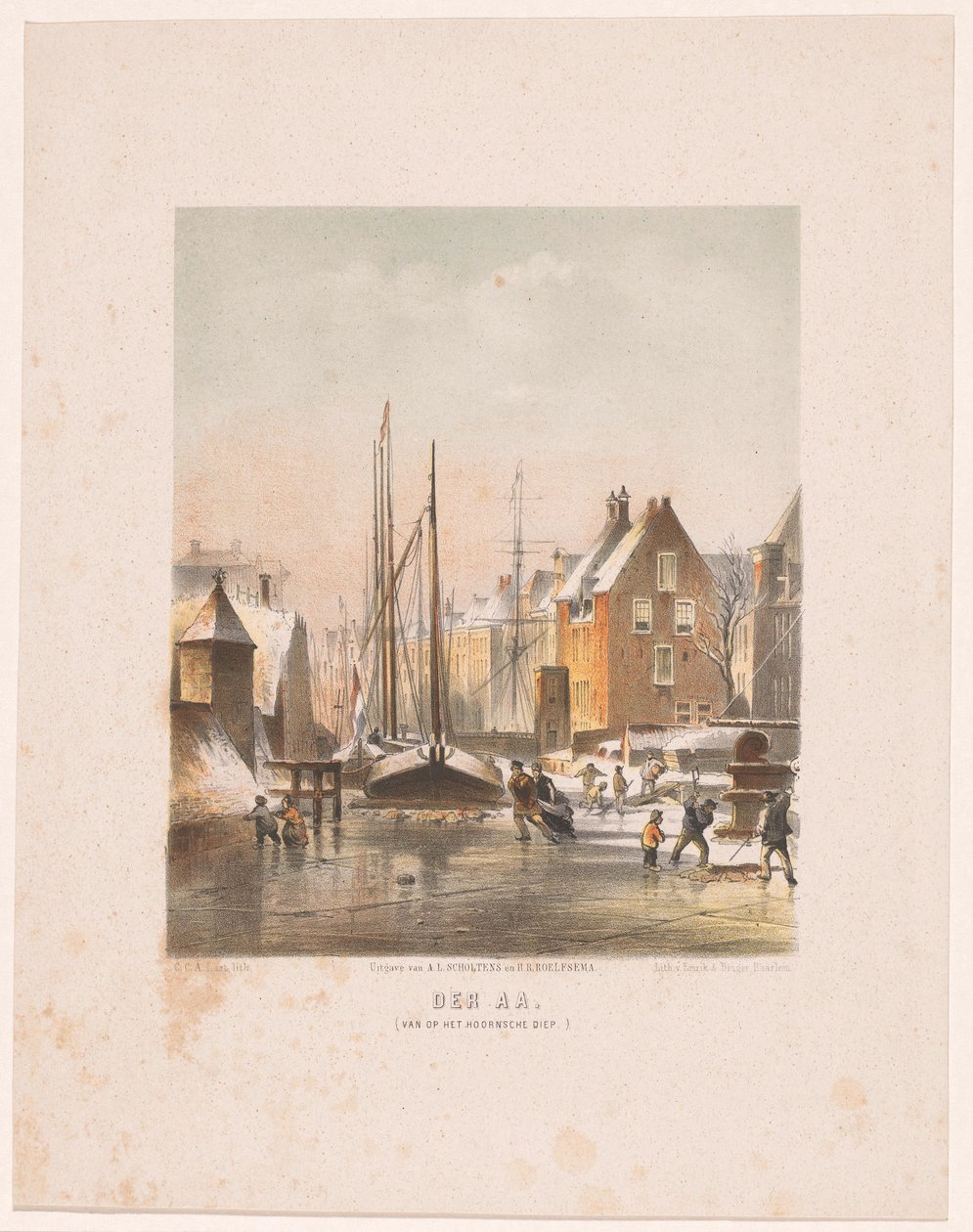 Frozen Canal in Groningen (Der Aa. from the Hoornsche Diep) by Carel Christiaan Antony Last