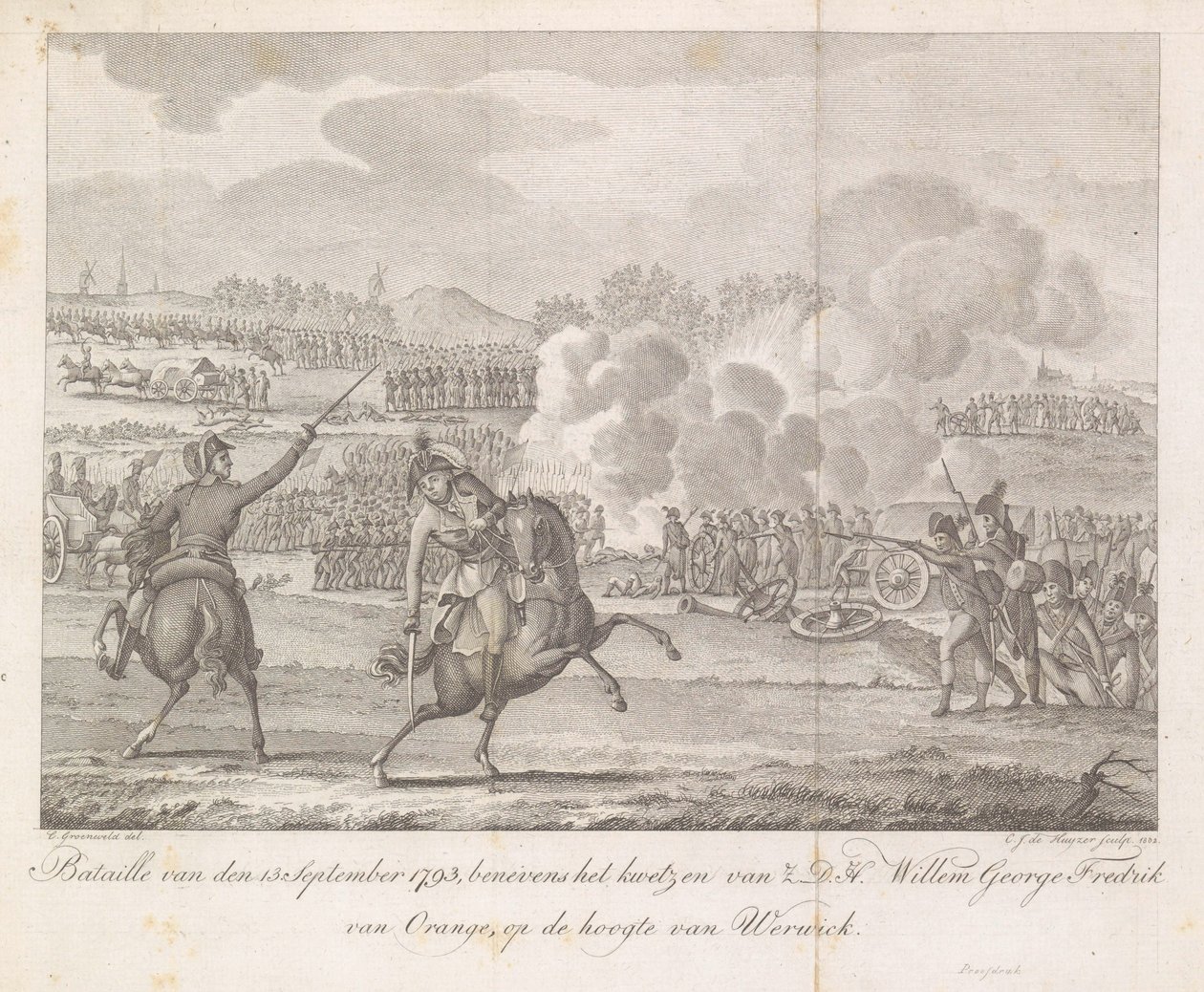 Prince Frederik Wounded at Wervik, 1793 by Carel Jacob de Huyser