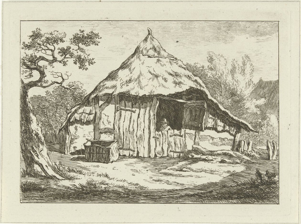 Barn with Open Upper Door (Landscapes 1-6) by Carel Lodewijk Hansen