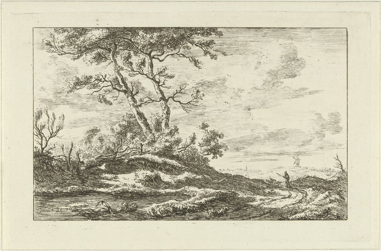 Shepherd on a Country Road (Landscapes a-f) by Carel Lodewijk Hansen