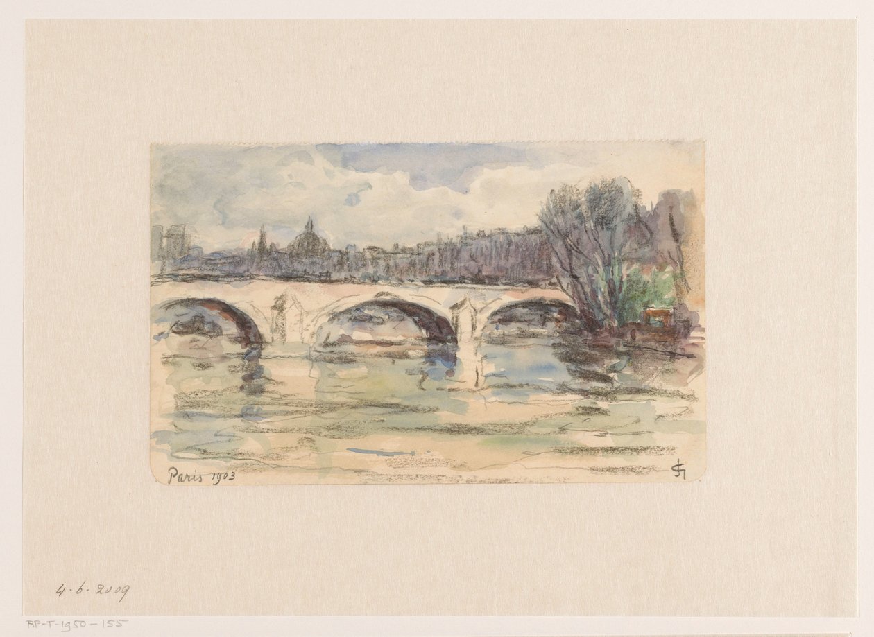 Bridge over the Seine, Paris by Carel Nicolaas Storm van 