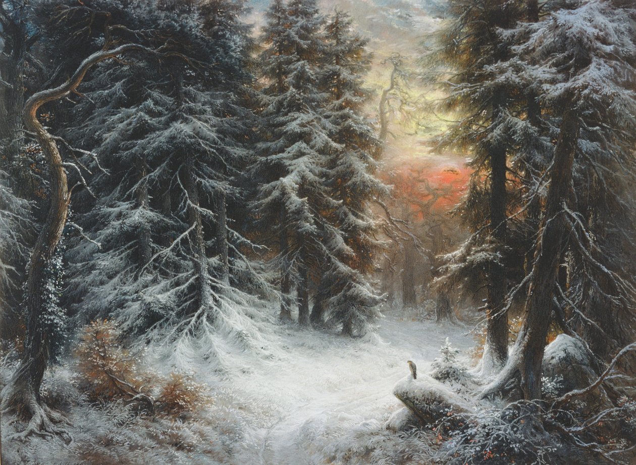 Snow Scene in the Black Forest, 19th Century by Carl Friedrich Wilhelm Trautschold