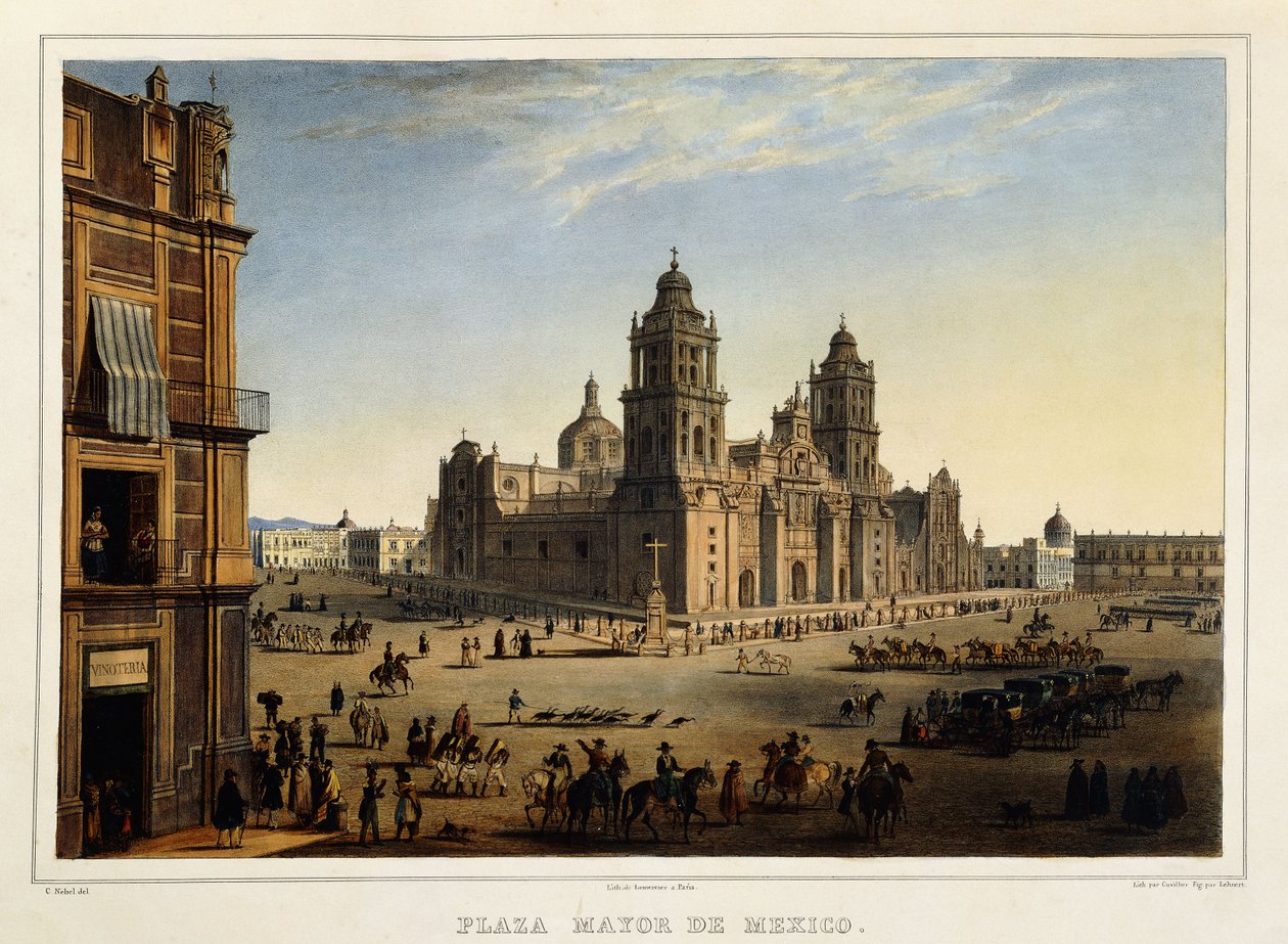 Plaza Mayor, Mexico by Carl (after) Nebel: Fine art print