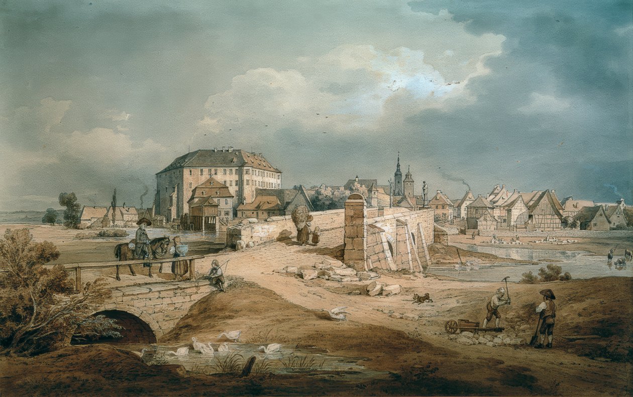 The Aisch Bridge at Höchstadt by Carl August Lebschee
