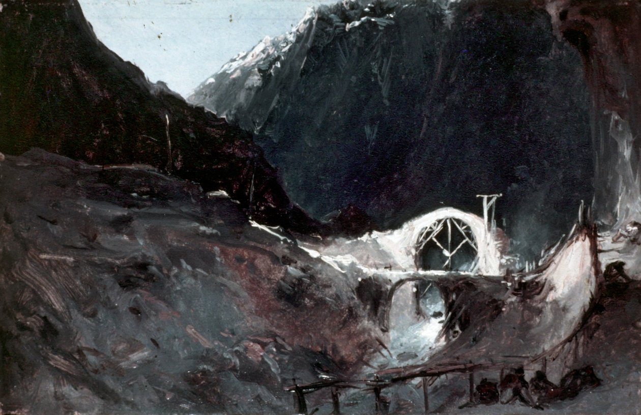 Building the Devil's Bridge by Carl Blechen: Fine art print