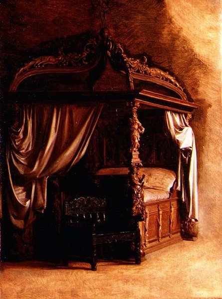 The Royal Bed of King Christian IV of Denmark (1577-1648) by Carl Bloch