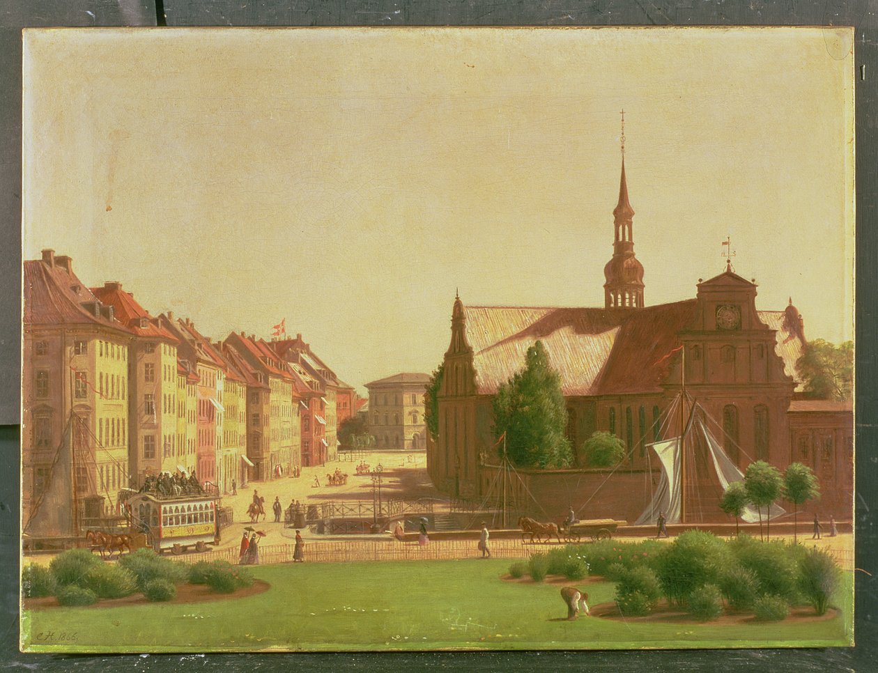 The Palace Square and Holmens Kirke, from a window in Christiansborg Castle, in Copenhagen, 1866 by Carl-Christian-Constantin Hansen