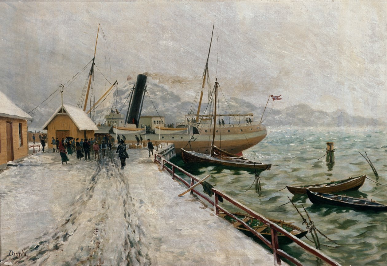 D/S Excellence at the pier in Fredriksvern by Carl-Edvard Diriks