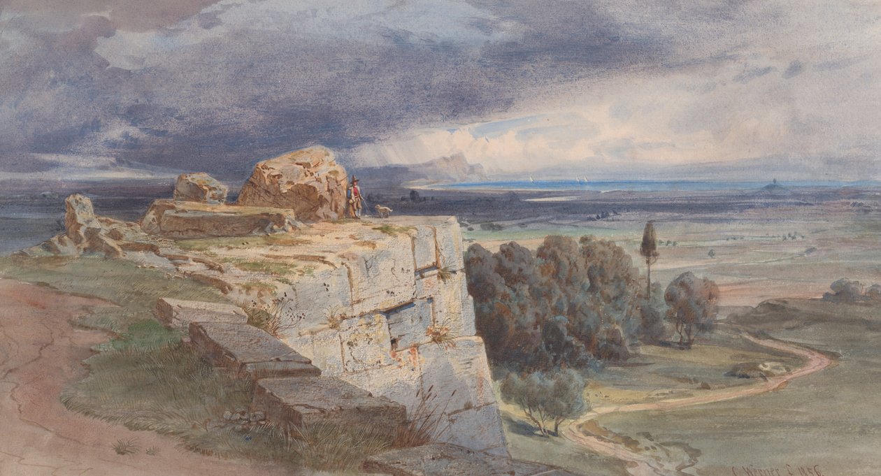 View of Norba from the North, towards San Felice Circeo by Carl Friedrich Heinrich Werner