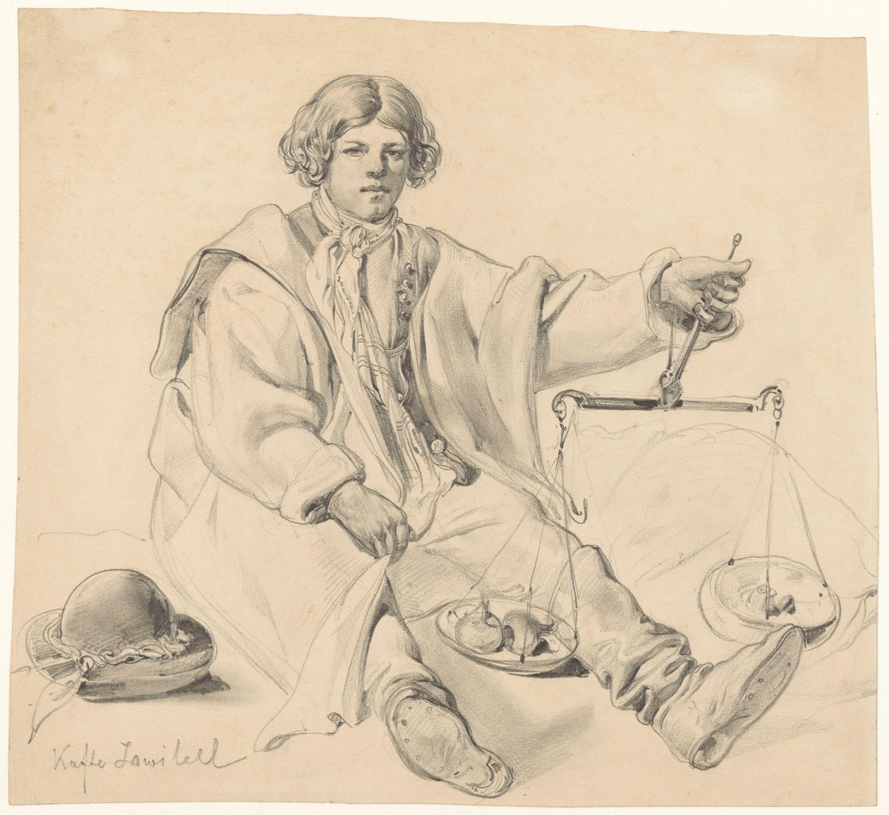 Seated Croatian Onion Seller by Carl Goebel