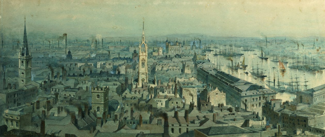 View of London from Monument looking East, 1848 by Carl Haag