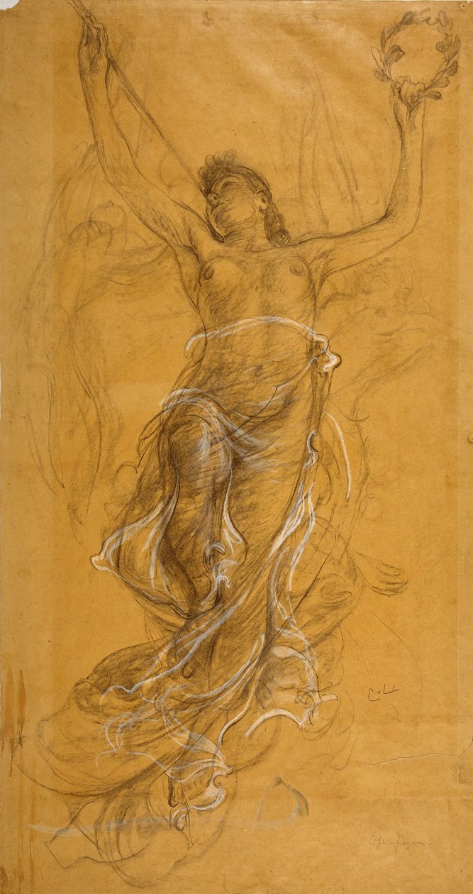 Woman Playing Trumpet. Study for the Ceiling in the Opera Foyer by Carl Larsson