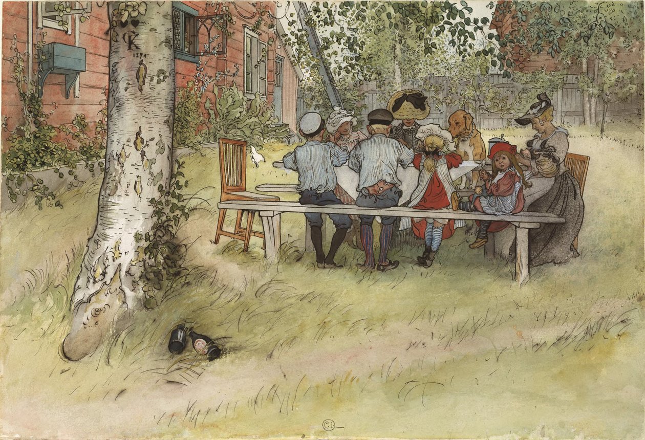 Breakfast under the Big Birch by Carl Larsson