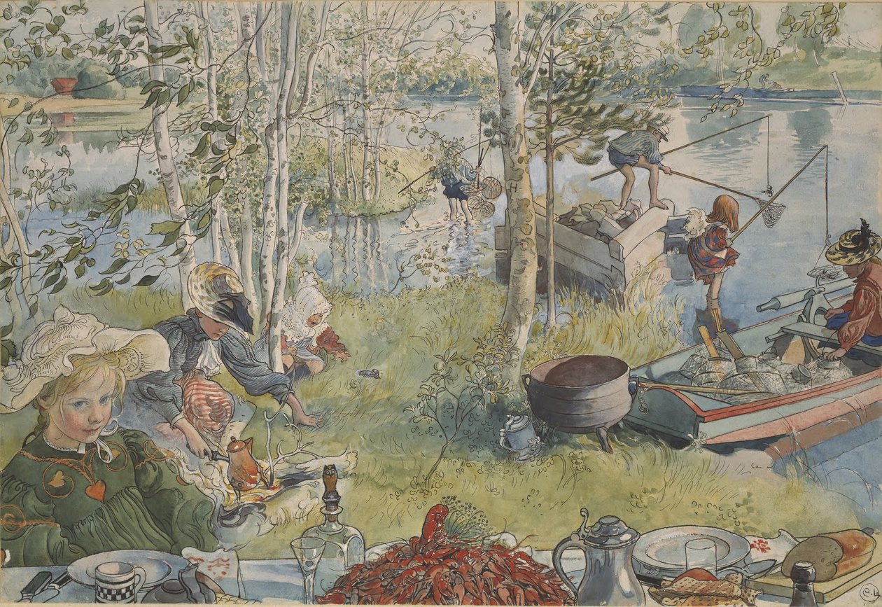 Crayfishing by Carl Larsson