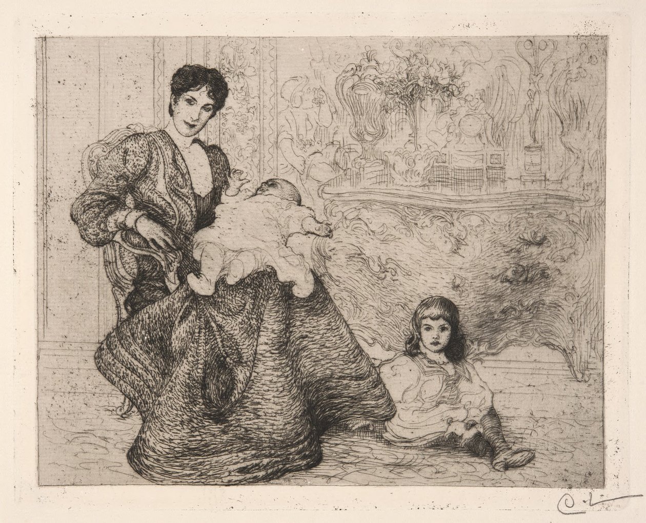 Dora Lamm and her sons by Carl Larsson