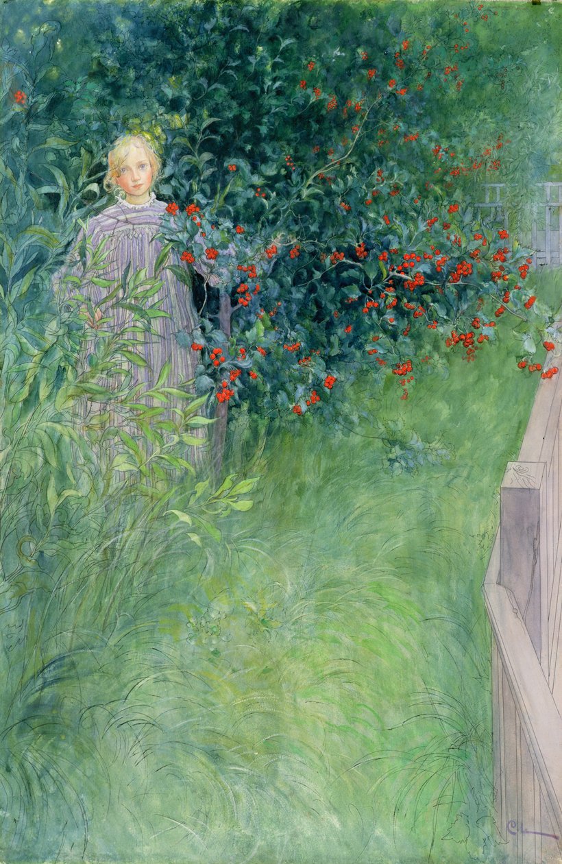 ラーソン、In the Hawthorn Hedge、希少画集画、新品額装付 In the Hawthorn Hedge by Carl Larsson: Buy fine art prints