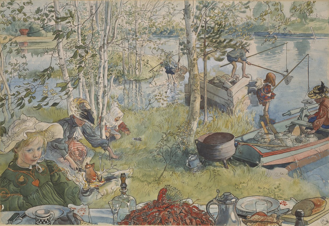 Crayfishing by Carl Larsson