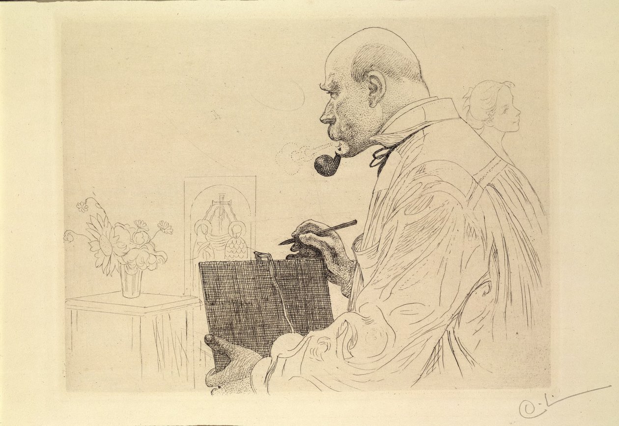 Self-portrait as an Etcher by Carl Larsson