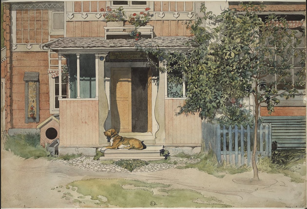 The Veranda. From A Home (26 watercolours) by Carl Larsson
