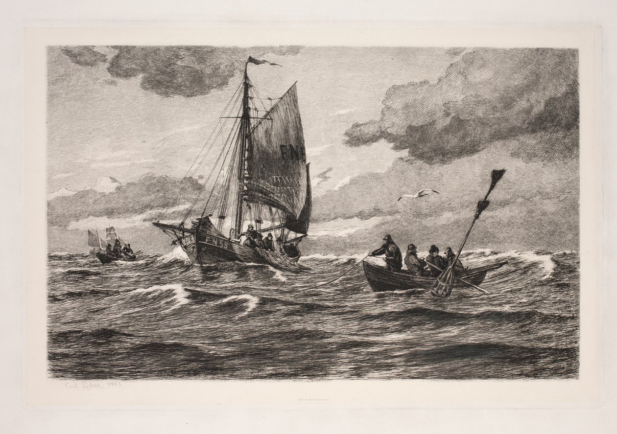 Fishermen at Sea by Carl Locher: Premium art reproduction