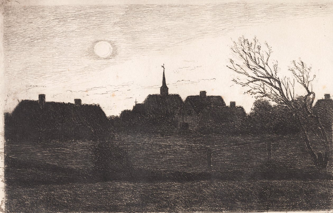 Hornbæk Church, Summer Evening by Carl Locher