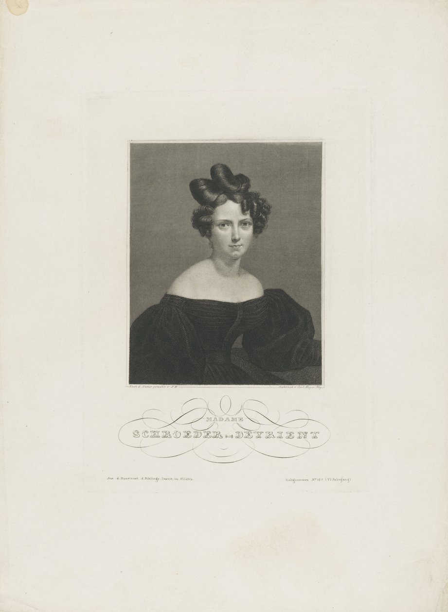 Portrait of the Opera Singer Wilhelmine Schröder-Devrient, c. 1840 by Carl Mayer