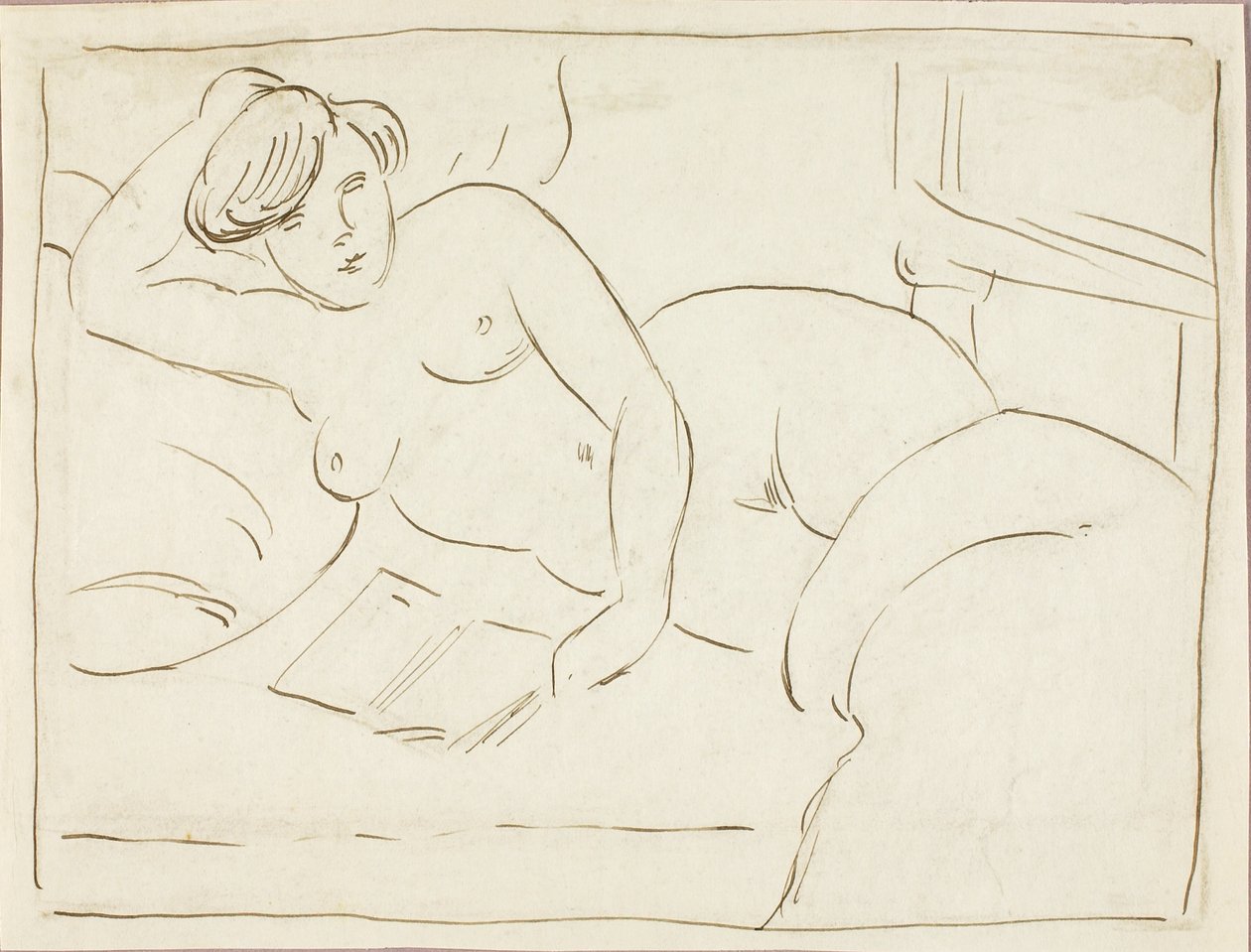 Reclining Female Nude with Book by Carl Newman