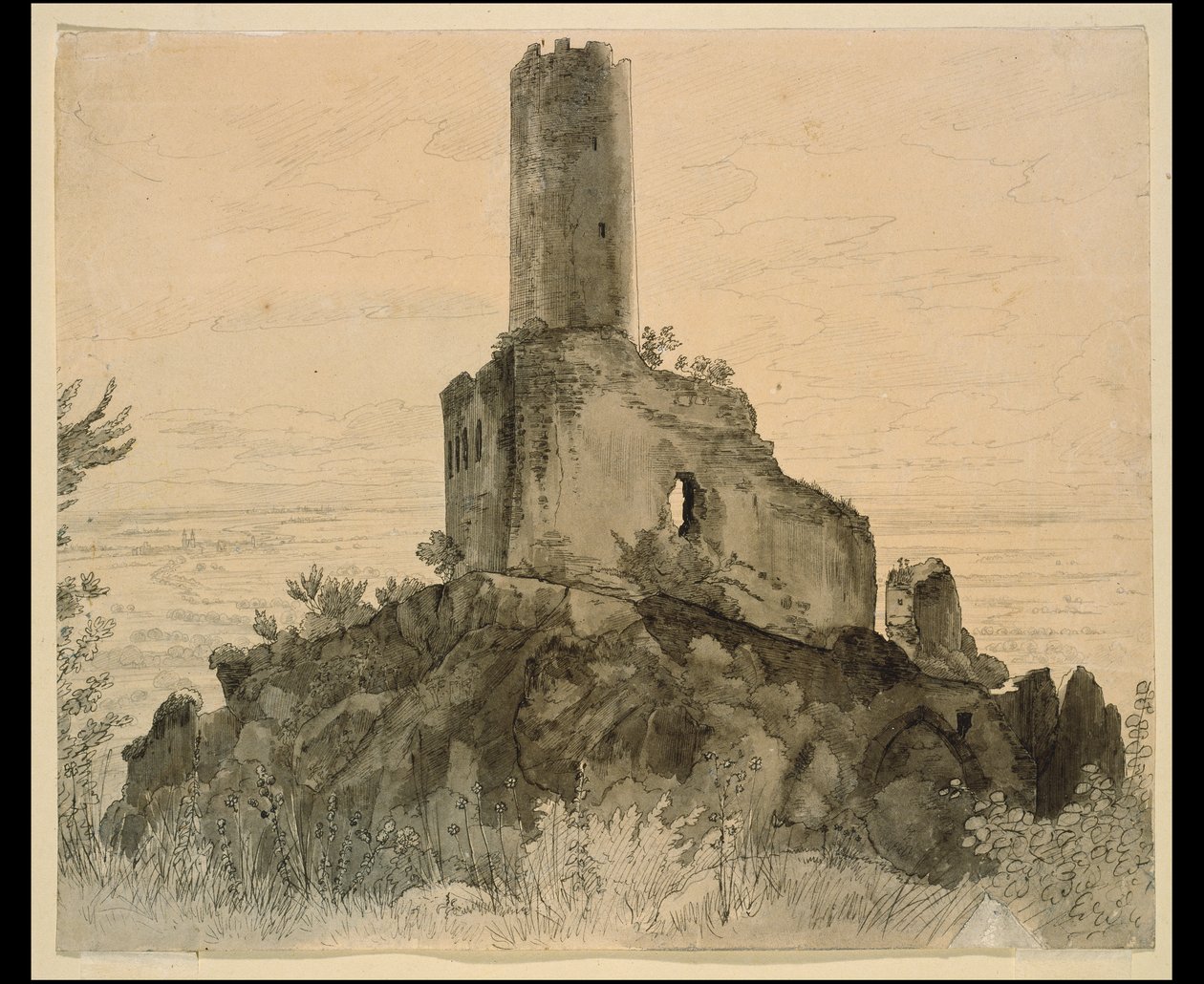 The Ruins of Strahlenburg near Schriesheim with a View into the Rhine Valley by Carl Philipp Fohr