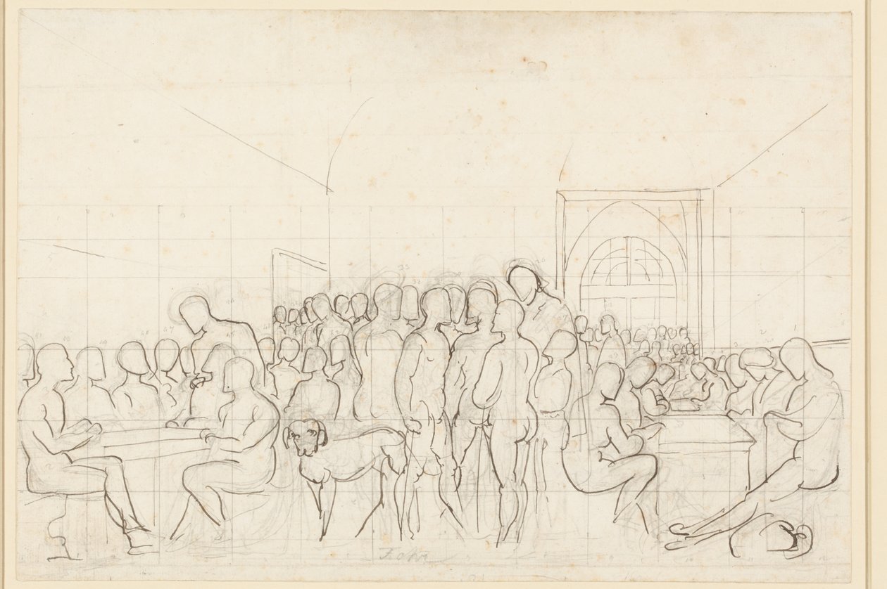 First Draft for the Group Portrait of German Artists in Rome as Nude Figures by Carl Philipp Fohr