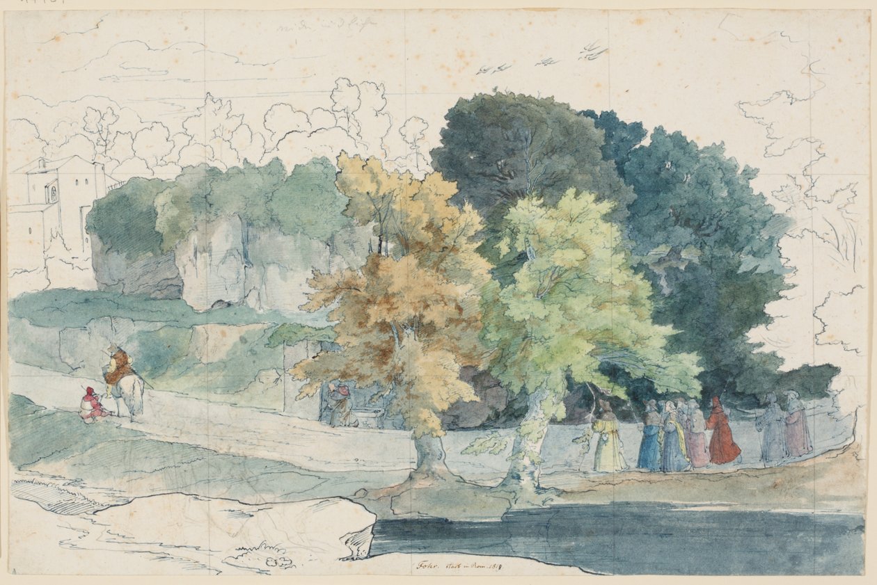 Italian Landscape with Figures by Carl Philipp Fohr