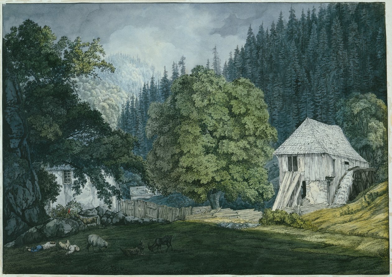 Sawmill in Beuern Valley (Sheet 8 from the Sketchbook) by Carl Philipp Fohr