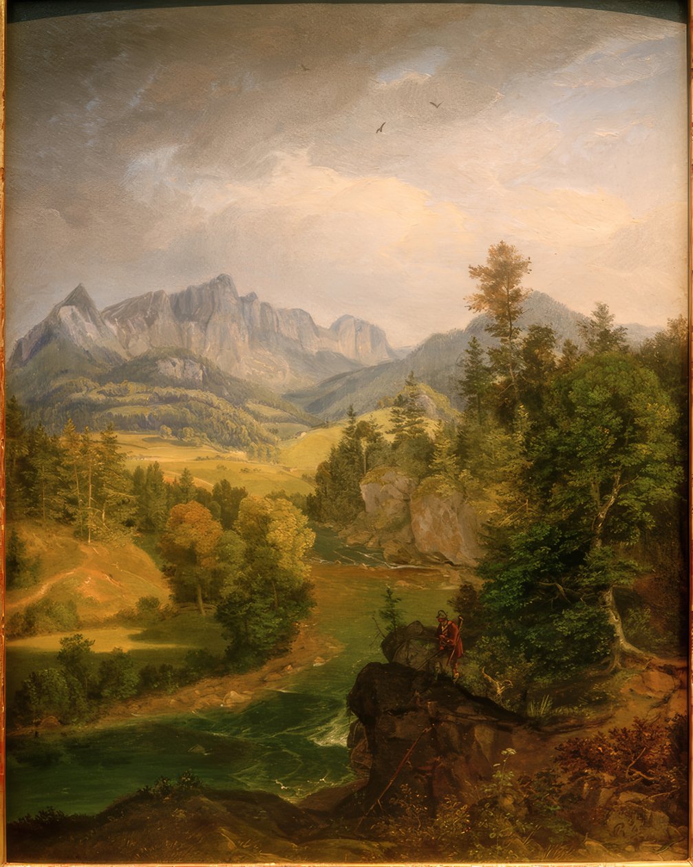 Mountain Landscape with River near Berchtesgaden
