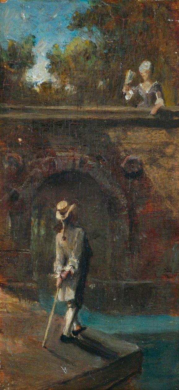 Gallant Scene at a River Bridge by Carl Spitzweg