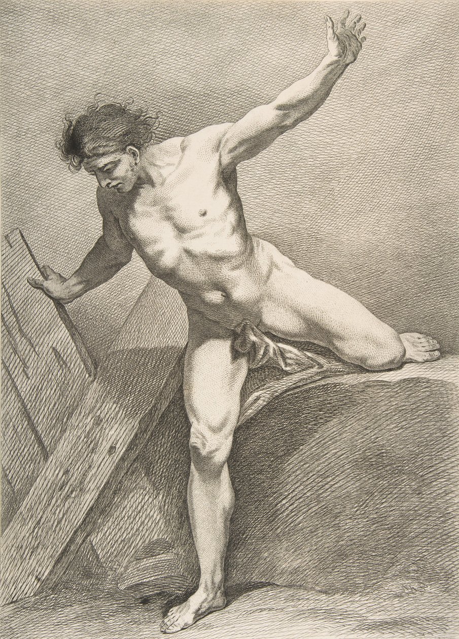 An Académie: Striding Man Leaning on a Plank by Carle van Loo