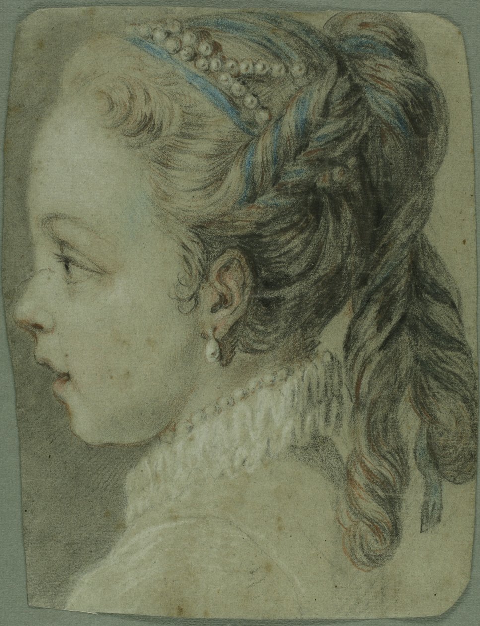 Study: Head of a Young Girl Facing to the Left by Carle van Loo