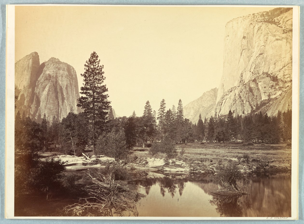Down the Valley, El Capitan and Cathedral Rocks by Carleton E. Watkins