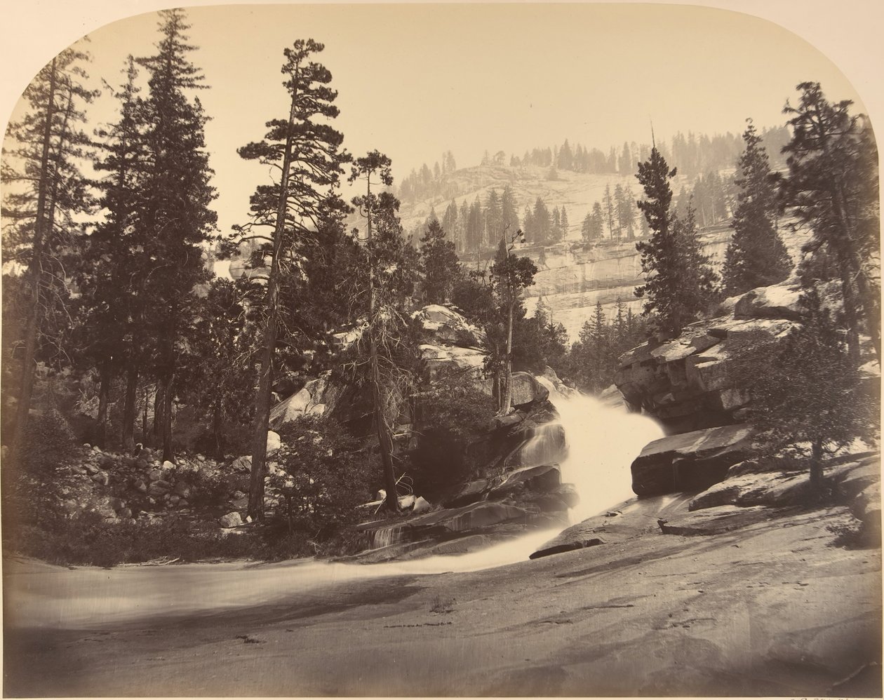 Cascade, Nevada Fall on Left, View above Vernal Fall by Carleton Emmons Watkins