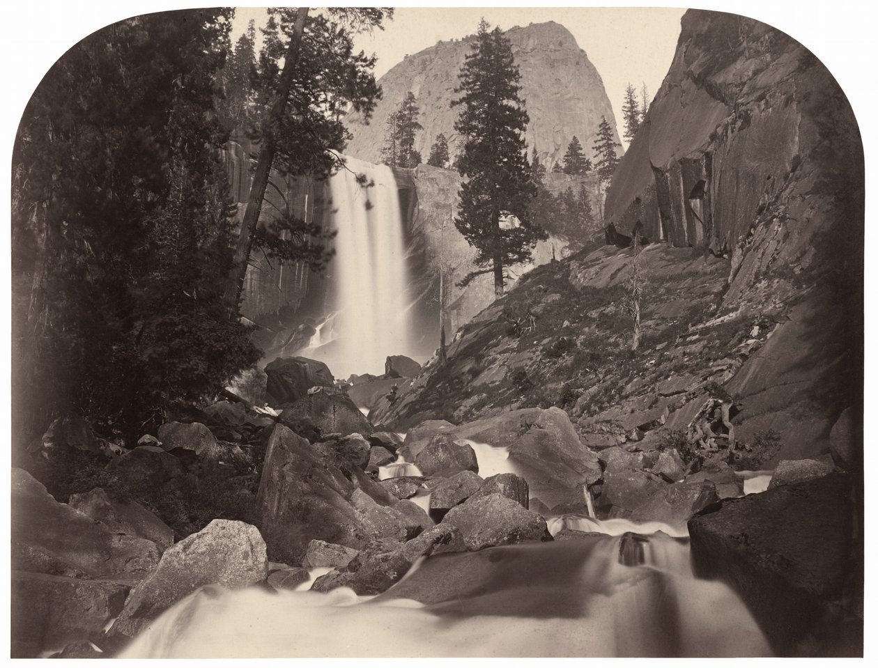 Piwyac, Vernal Fall, 300 Feet, Yosemite, 1861 by Carleton Emmons Watkins