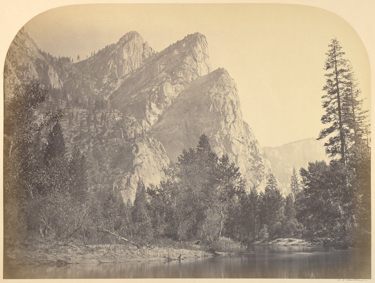Pompompasus - Three Brothers. 4480 ft. Yosemite by Carleton Watkins