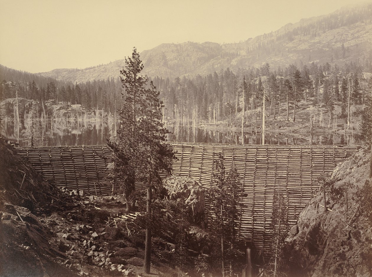 Rudyard (English) Reservoir. Central Dam 114 feet high; Timber Crib and Stone Filling by Carleton Watkins